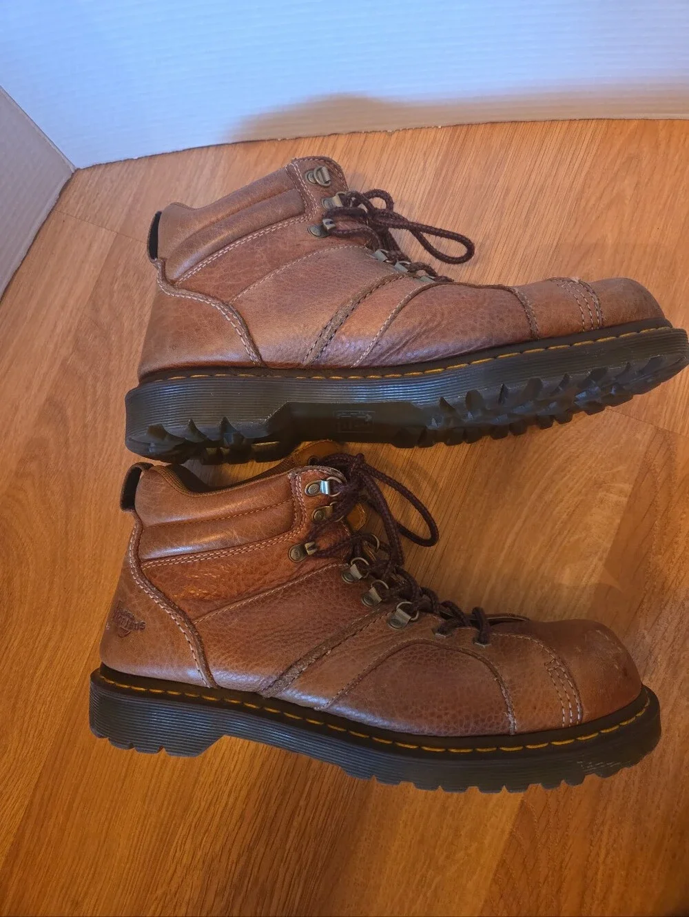 Dr Martens Men's Brown Leather Work Boots Size 12 Lace Up